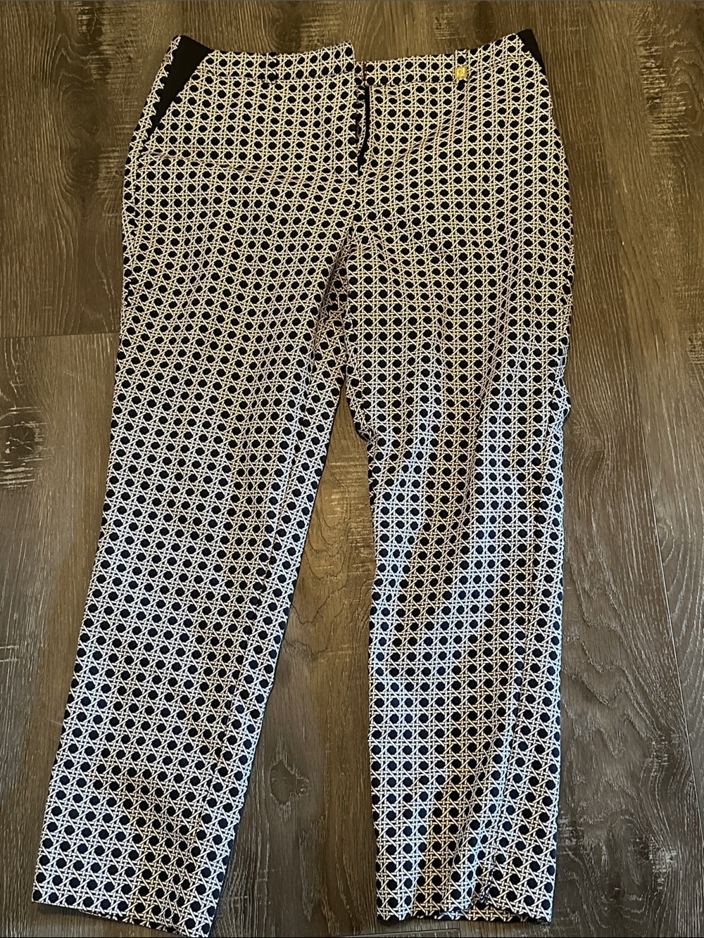 Women’s Black and White Anne Klein Geometric Chinos